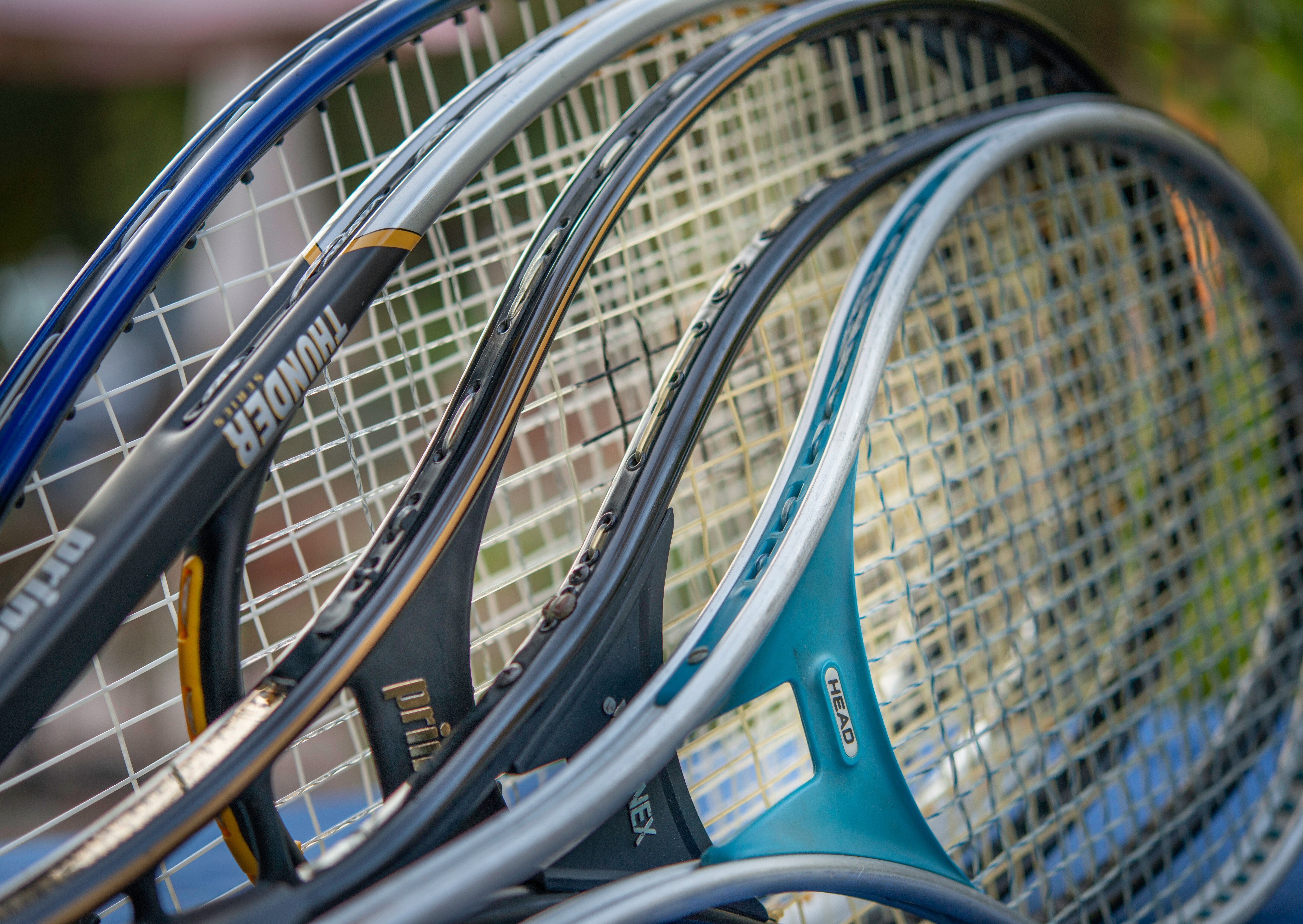 Collection of tennis racquets